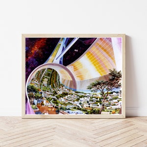 1970s NASA Space Colony Retrofuturism Artwork, Circa 1975 Painting | Fine Art Print