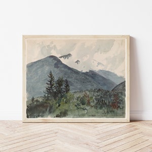 White Mountains New Hampshire View 1860 Watercolor Painting | Fine Art Print