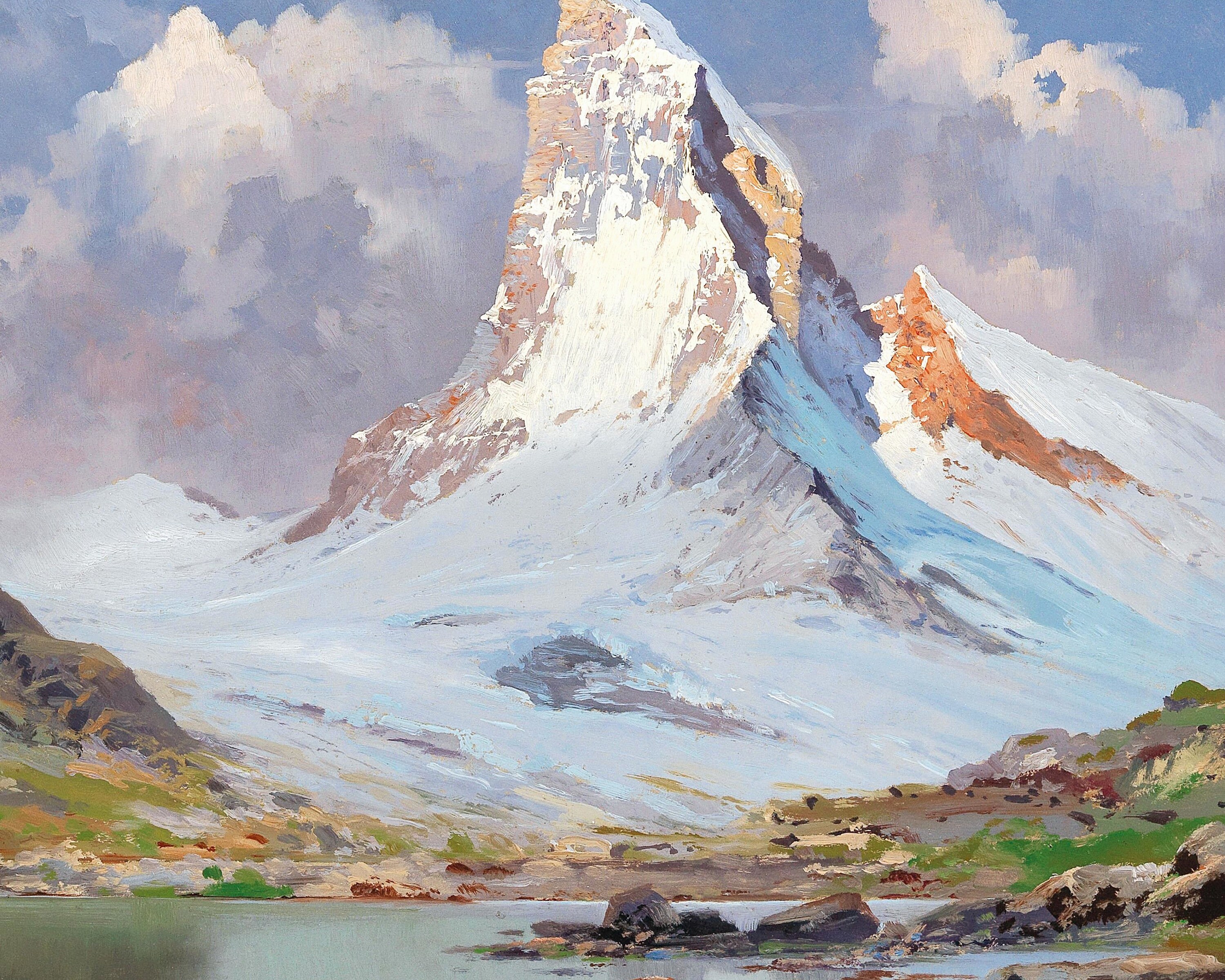 マッターホルン山、ツェルマット、スイス、1930年頃、油絵 | ファイン