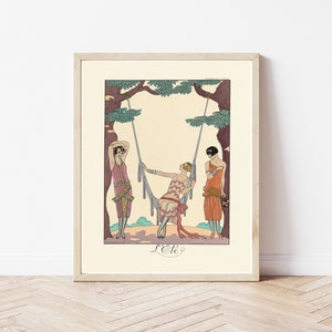 Art Deco 1920&#39;s Summer Fashion & Style Illustration, Flapper Fashion 1925 Lithograph | Fine Art Print