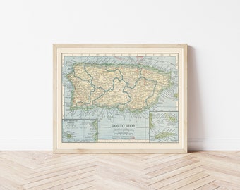 Puerto Rico 1920 Map | Fine Art Print
