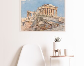 パルテノン神殿、アテネ、ギリシャ、1890年頃の水彩画 | ファイン