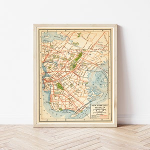 Mapa de la ciudad de Nueva York de Brooklyn, 1916 / Impresión artística