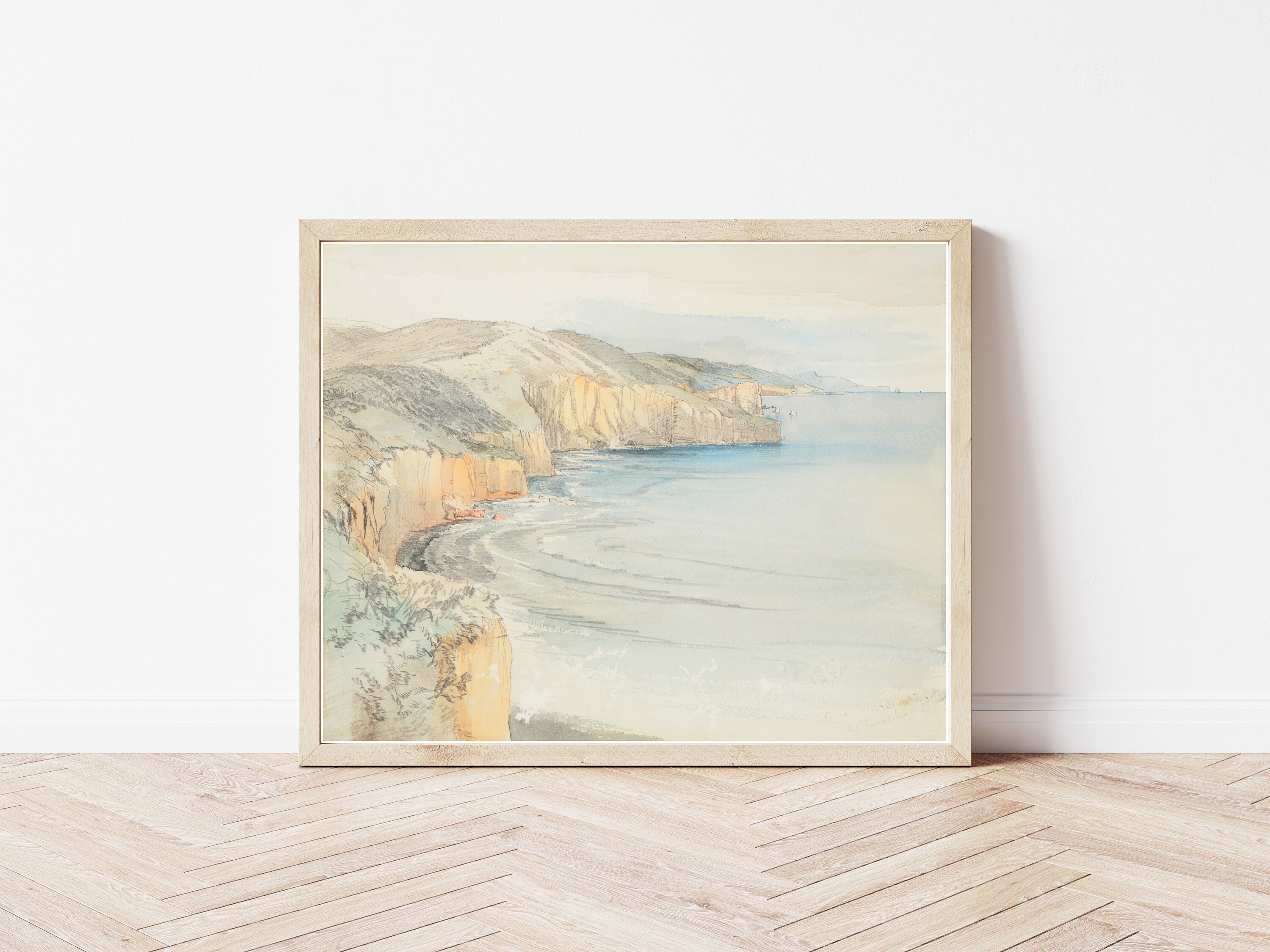 ニュージーランドの海岸、ダニーデン近郊、1865年 水彩画 | ファイン