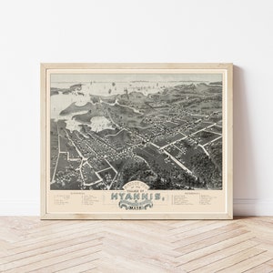 Hyannis Massachusetts 1884 Vogelansicht Karte | Fine Art Druck