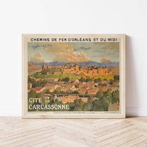 Carcassonne Frankreich Ansicht 1909 Reiseplakat | Fine Art Druck