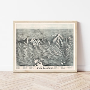 White Mountains New Hampshire 1880 Vogelansicht Karte | Fine Art Druck