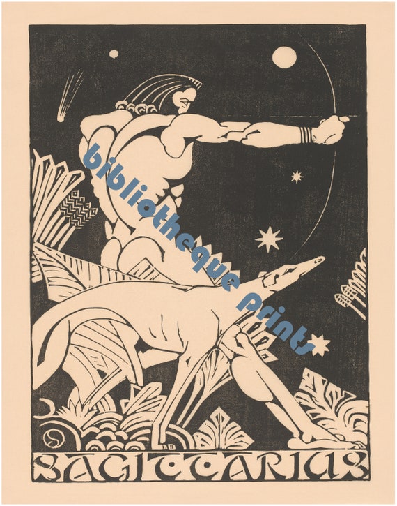 Sagittarius Zodiac Print: 1920s Art Deco Astrology Sign - Etsy