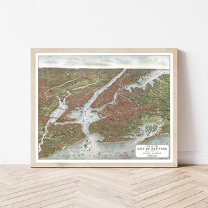 New York City 1907 Vogelansicht Stadtplan | Fine Art Druck