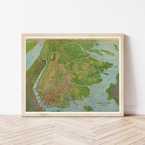 Bronx New York 1921 Vogelansicht Karte | Fine Art Druck