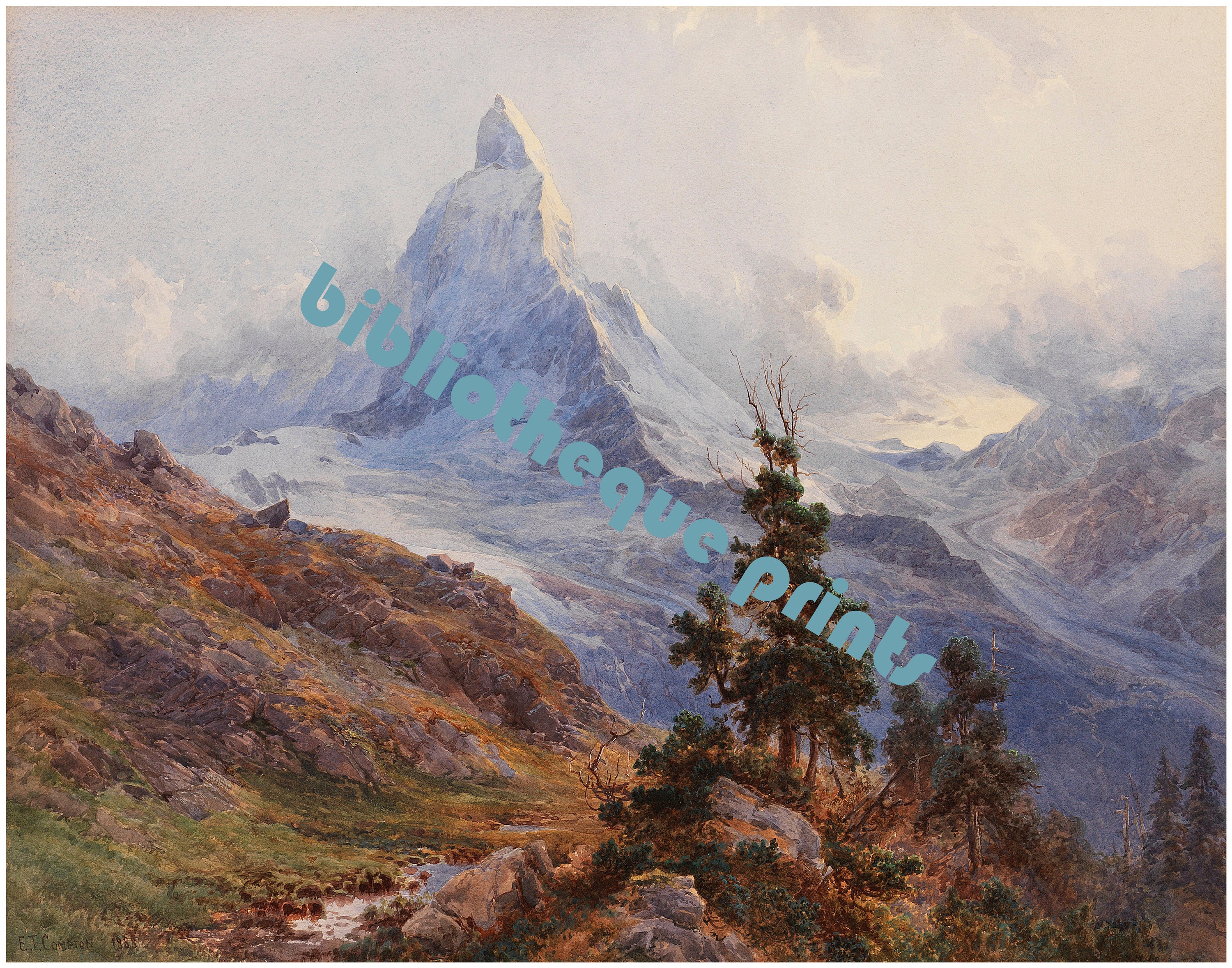 油絵画　マッターホルン(額付き) マッターホルン山 ツェルマット スイス 1888年 油絵 | ファインアート