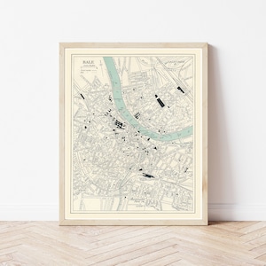 Mapa de Basilea, Suiza, 1923 / Impresión de bellas artes