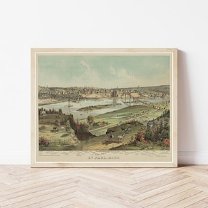 Saint Paul Minnesota 1874 Vogelansicht Karte | Fine Art Druck