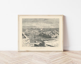 Valletta Malta Vista 1892 Incisione Illustrazione / Stampa artistica