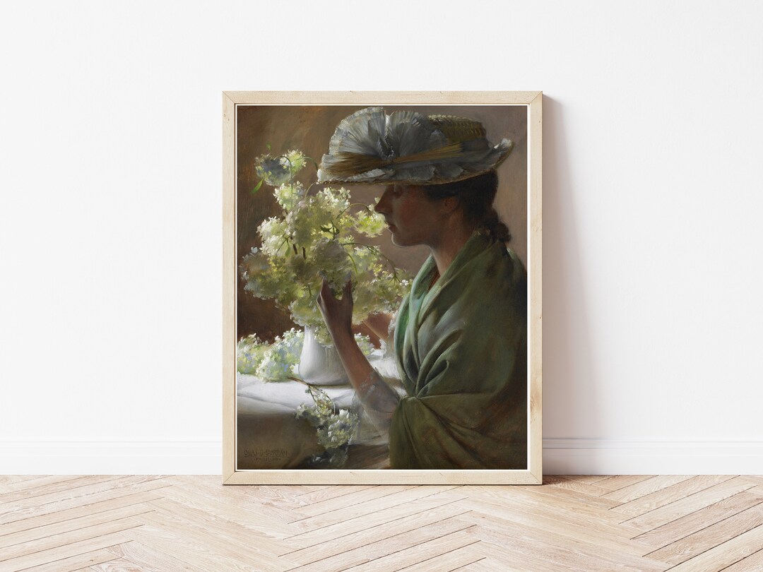 Portrait Woman With Flowers 1890 Oil Painting | Fine Art Print - Etsy