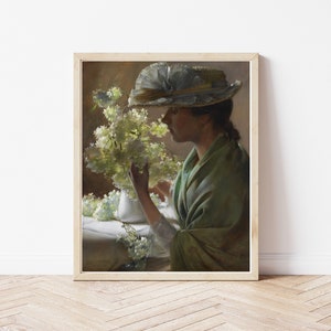 Portrait Woman with Flowers 1890 Oil Painting | Fine Art Print