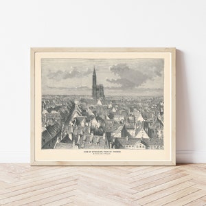 Straßburg Frankreich Ansicht 1892 Gravur Illustration | Fine Art Druck