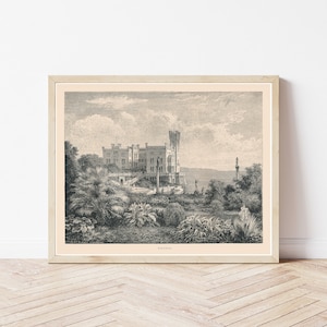 Trieste Italy Miramare Castle 1877 Engraving Illustration | Fine Art Print