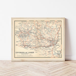 Carte de Lisbonne, Portugal 1929 | Impression d'art