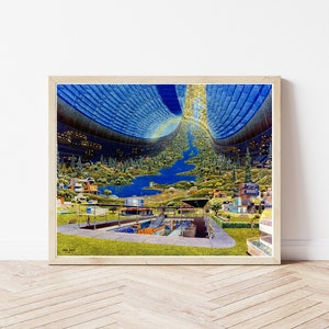 1970s NASA Space Colony Retrofuturism Artwork, Circa 1975 Painting | Fine Art Print