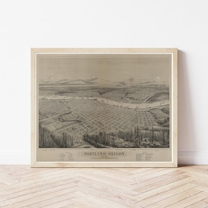 Portland oregon 1880 Vogelansicht Karte | Fine Art Druck