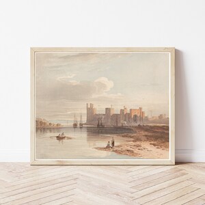 Caernarfon Castle Caernarfon Wales Verenigd Koninkrijk circa 1800 aquarel schilderij | Kunstafdruk