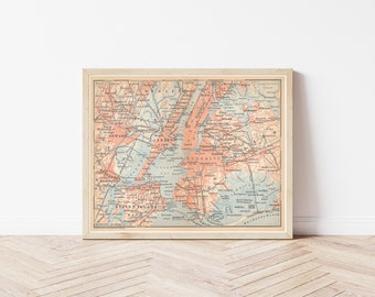 New York City, Manhattan, Brooklyn, Long Island, Staten Island, Jersey City, Newark 1899 Map Fine Art Print