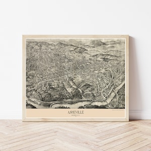 Asheville, Caroline du Nord, 1912, vue plongeante, carte | Impression d'art