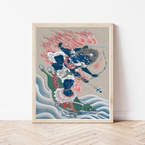 Buddhist Art Japanese Buddhist Wisdom Diety Circa 1800 Hanging Scroll Painting | Fine Art Print