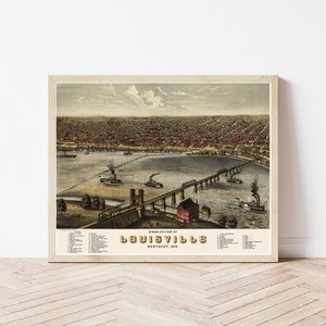 Louisville Kentucky 1876 Vogelansicht Karte | Fine Art Druck