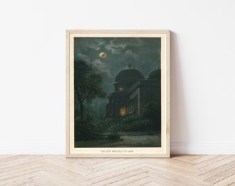 Partial Lunar Eclipse 1900 Astronomy Book Illustration | Fine Art Print