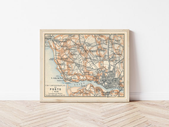 Porto Portugal 1913 Map | Fine Art Print