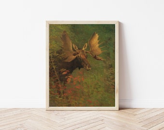 Moose Circa 1875 Oil Painting | Fine Art Print