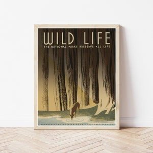 National Parks Wildlife 1936 Travel poster | Fine Art Print