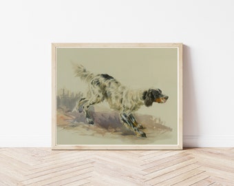 Setter Dog Portrait Circa 1910 Watercolor Painting | Fine Art Print