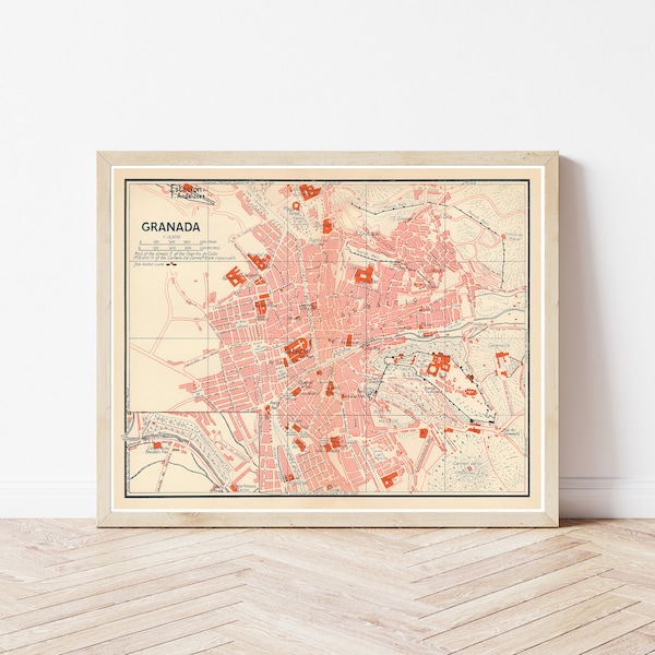 Granada Spain 1930 Map Fine Art Print