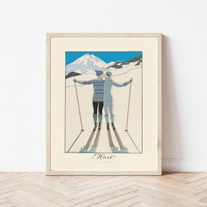 Art Deco 1920&#39;s Winter Ski Fashion & Style 1925 Illustration | Fine Art Print