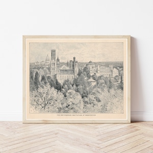 The Smithsonian Washington DC 1892 Engraving Illustration | Fine Art Print