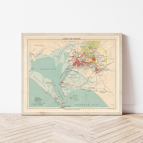 Karachi Pakistan 1909 Map Fine Art Print Etsy