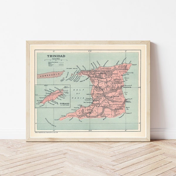 Trinidad and Tobago 1923 Map | Fine Art Print