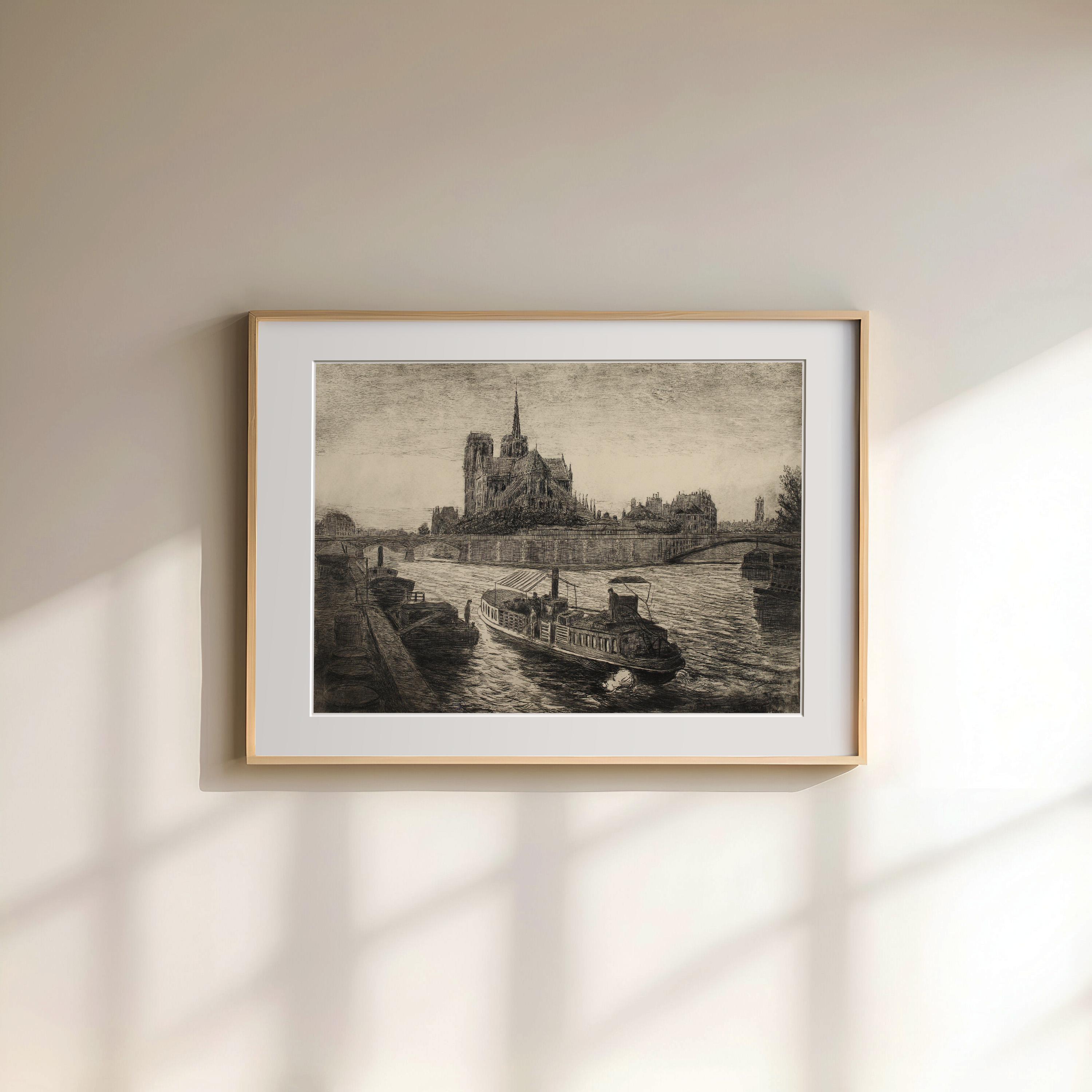 ノートルダム大聖堂、パリ、フランス、1900年頃のエッチング