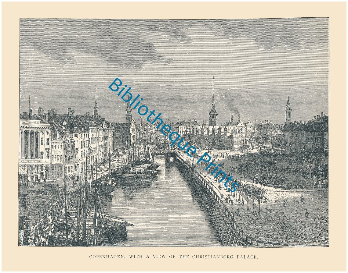 Copenhagen Denmark View 1885 Engraving Fine Art Print Etsy