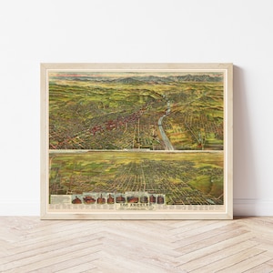 Los Angeles California 1894 Vogelansicht Karte | Fine Art Druck