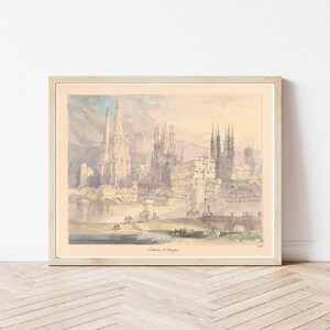 Burgos Spanien Ansicht Um 1800 Aquarell Illustration | Fine Art Druck