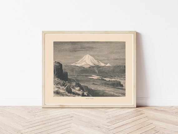 Mount Hood Oregon View 1872 Engraving Illustration | Fine Art Print