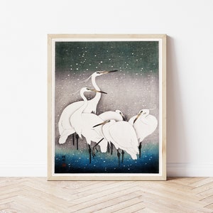 Egret Birds in Snow 1925 Japanese Woodblock Print | Fine Art Print