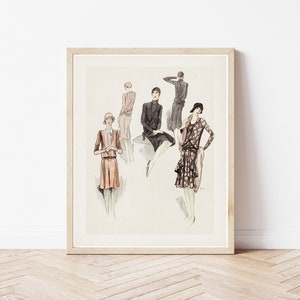 Art Deco 1920&#39;s Fashion & Style Illustration, 1928 Flapper Fashion Art | Fine Art Print