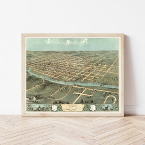 Iowa City Iowa 1886 Vogelansicht Karte | Fine Art Druck
