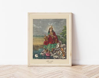 Laxmi  ビンテージのインド版画の現代的な復刻版。 - Etsy 日本