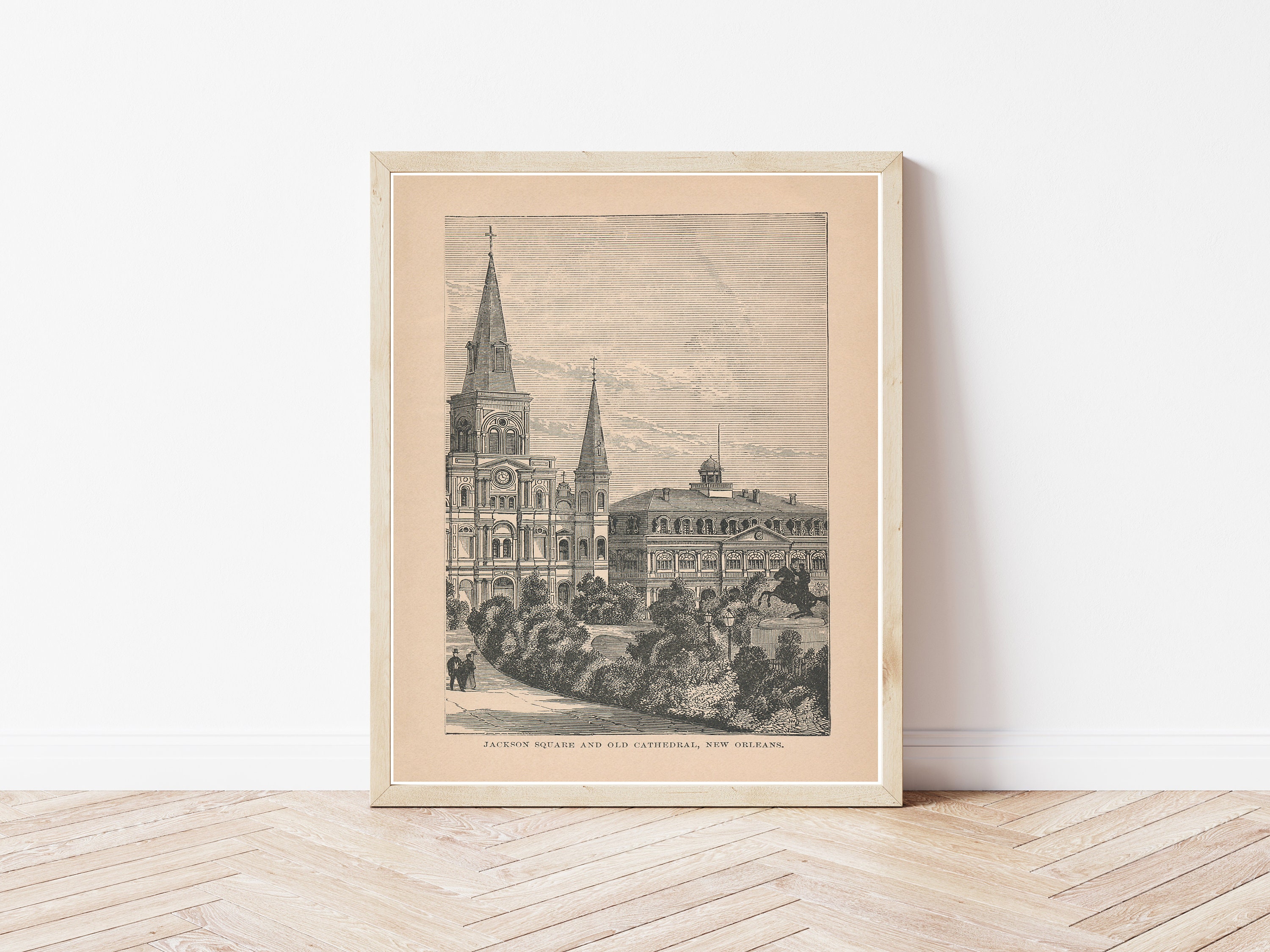 Jackson Square French Quarter New Orleans Louisiana 1884 Engraving